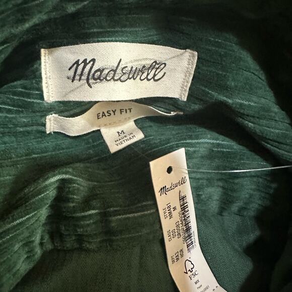 Madewell Men’s Corduroy Easy Long Sleeve Shirt Green Medium NWT - Picture 6 of 9